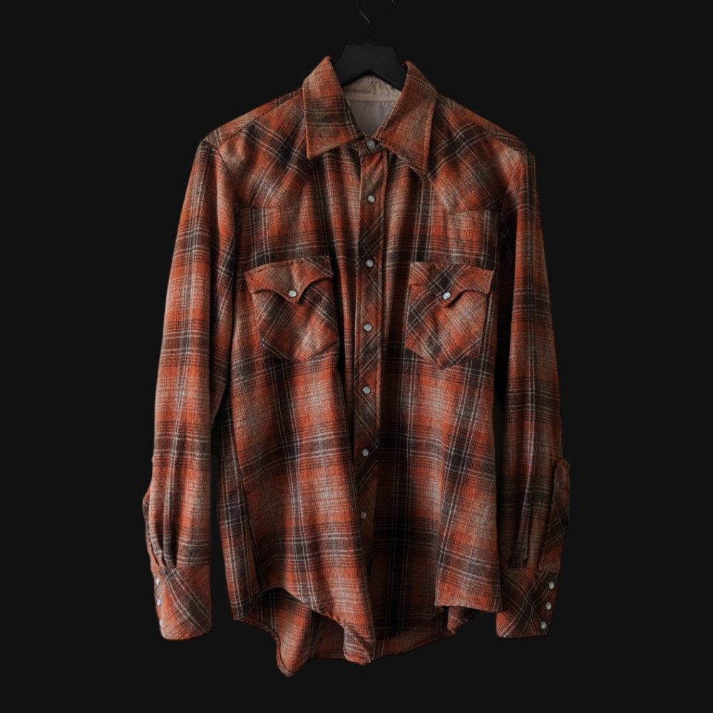 Vintage Western Pearl Button Snap Shirt - Large or XL - Unisex Wool Plaid Womens